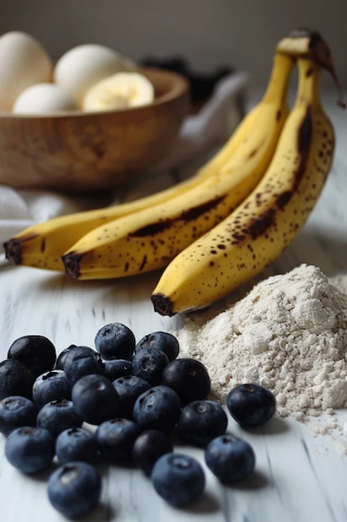 ingredientes Bizcocho de plátano y arandanos