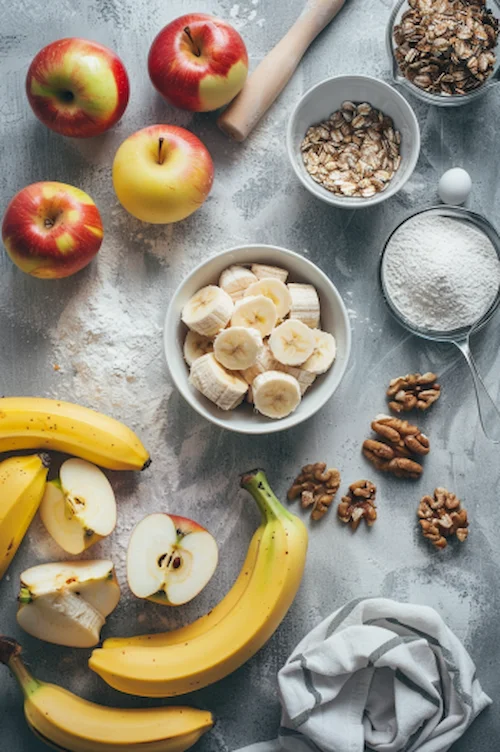 ingredientes Bizcocho de plátano y manzana